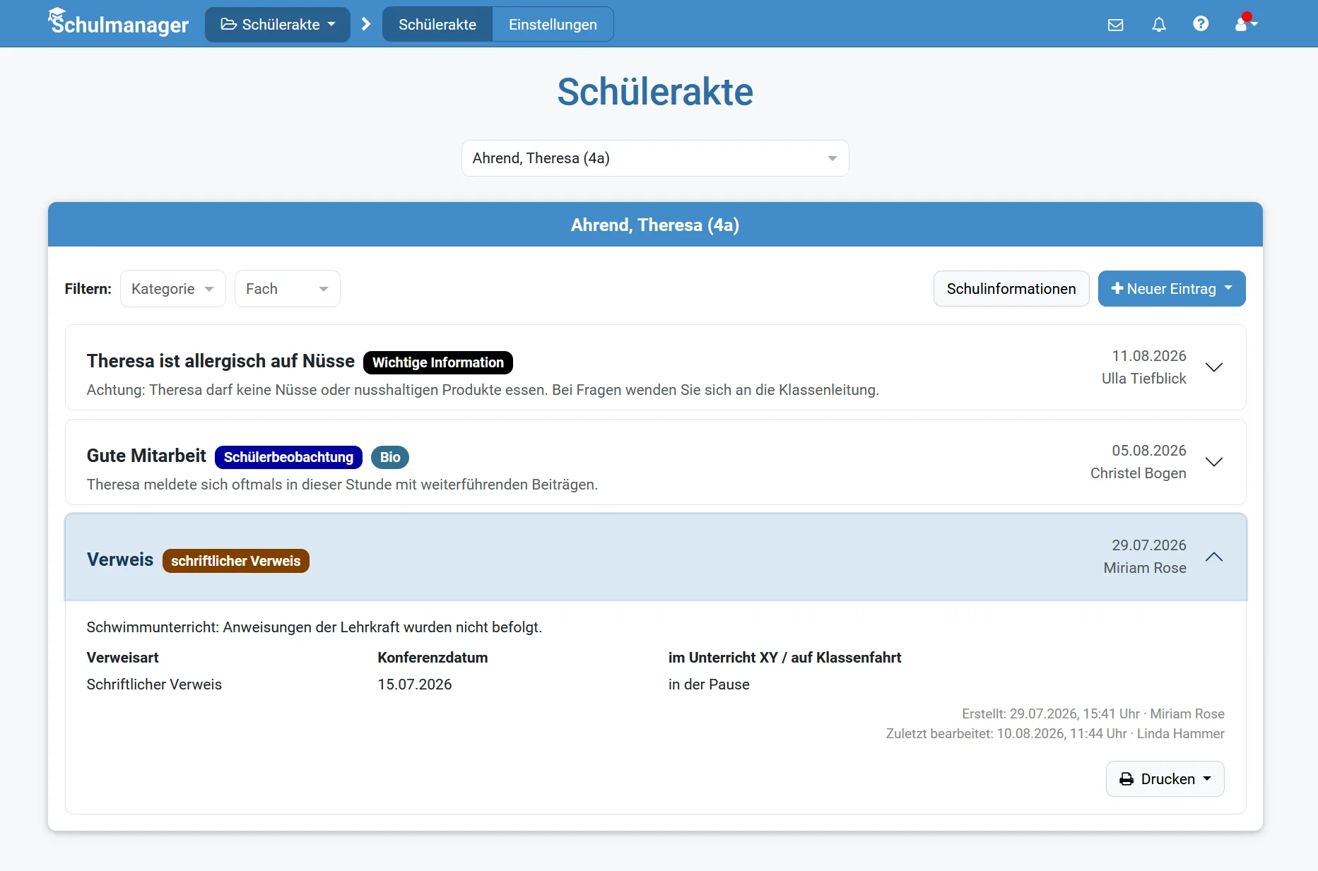 Neues Modul: Schülerakte